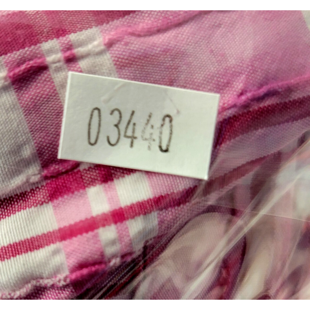 Alia Plaid Button Front Top Womens 16 Pink White Crinkle 3/4 Sleeves Casual - Picture 11 of 11